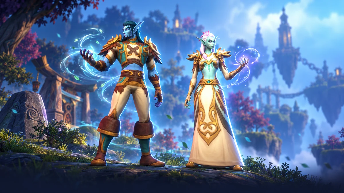 Windshaper and High Order Skyborne with elemental and arcane light on Zephras Isle.