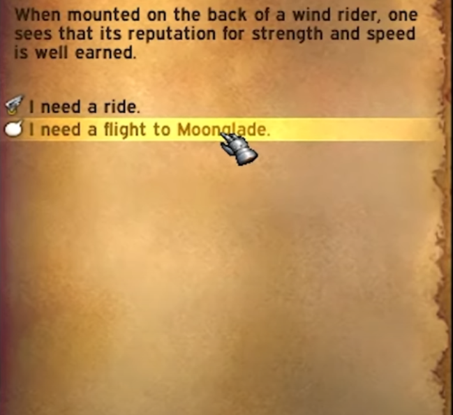 Fly to Moonglade