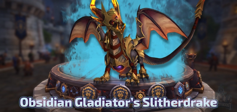 Obsidian Gladiator's Slitherdrake — Dragonflight Season 2 Gladiator Mount