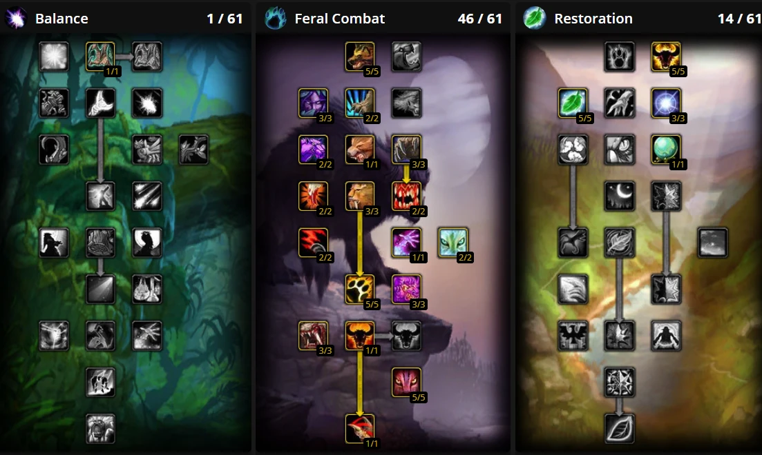 Feral Druid PvP talent build 1/46/14 burst spec for 2v2