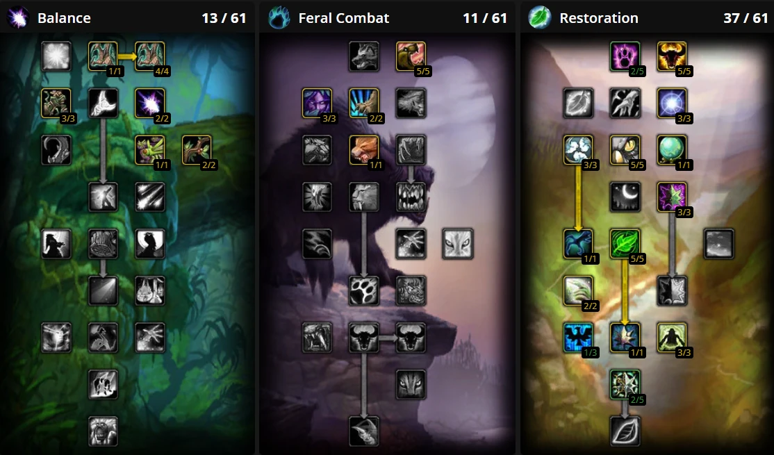 Resto Druid PvP talent build 13/11/37 with Feral Charge and Insect Swarm
