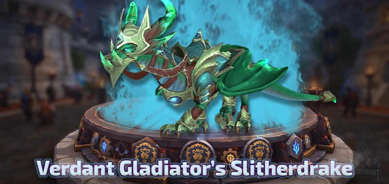 Verdant Gladiator's Slitherdrake — Dragonflight Season 3 Gladiator Mount