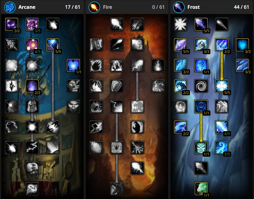 Frost Mage 17/0/44 PvP talent build — TBC Anniversary Season 3