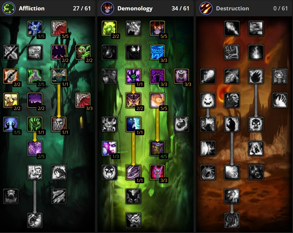 SL/SL Warlock 27/34/0 PvP talent build — TBC Anniversary Season 3