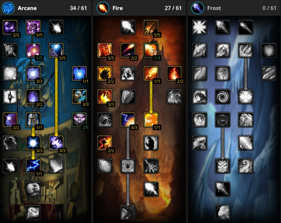PoM Pyro 34/27/0 Mage talent build for TBC 5v5 — Anniversary Season 3