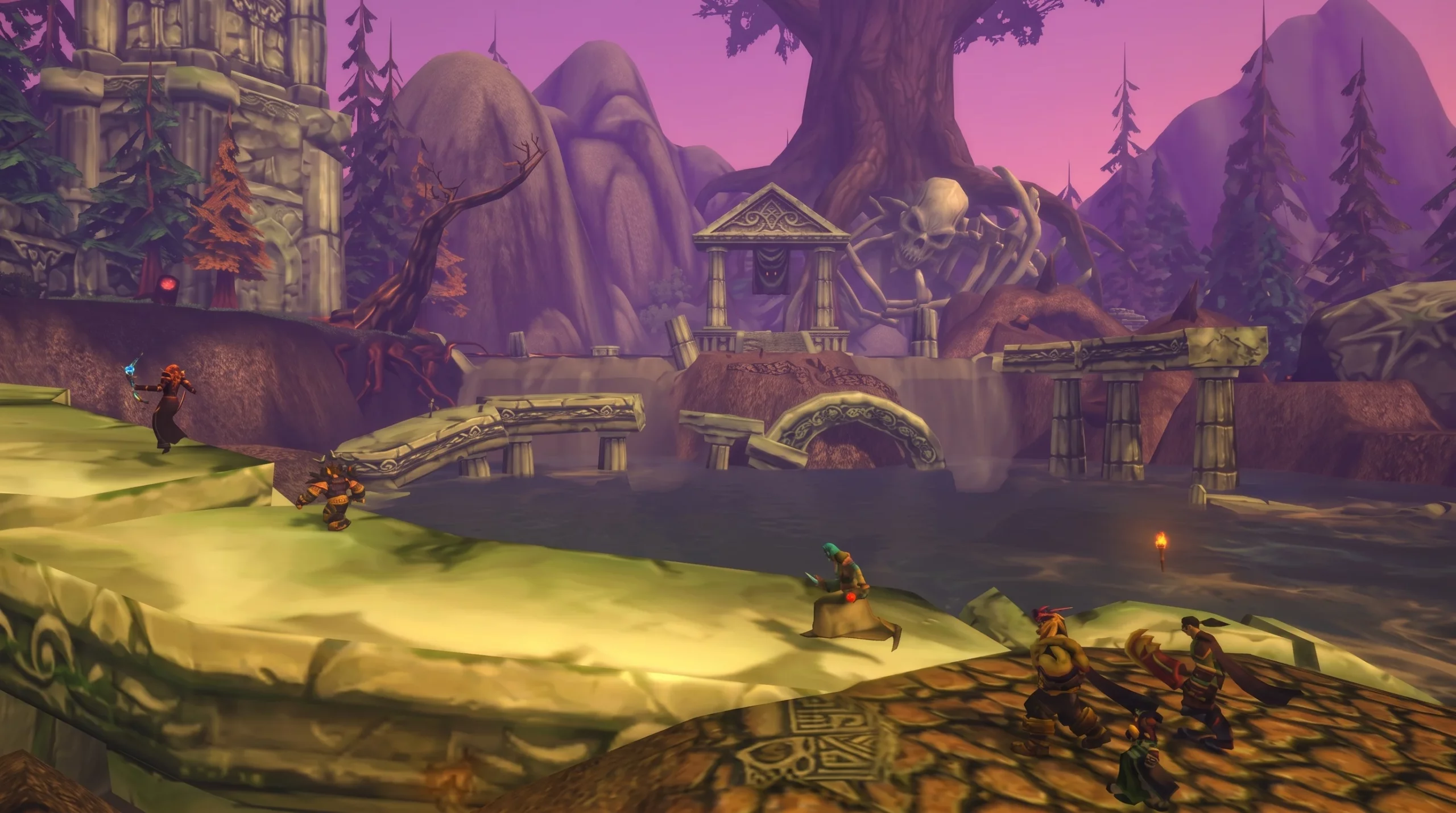 Mount Hyjal in WoW: Forever — Archimonde's skeleton beneath Nordrassil