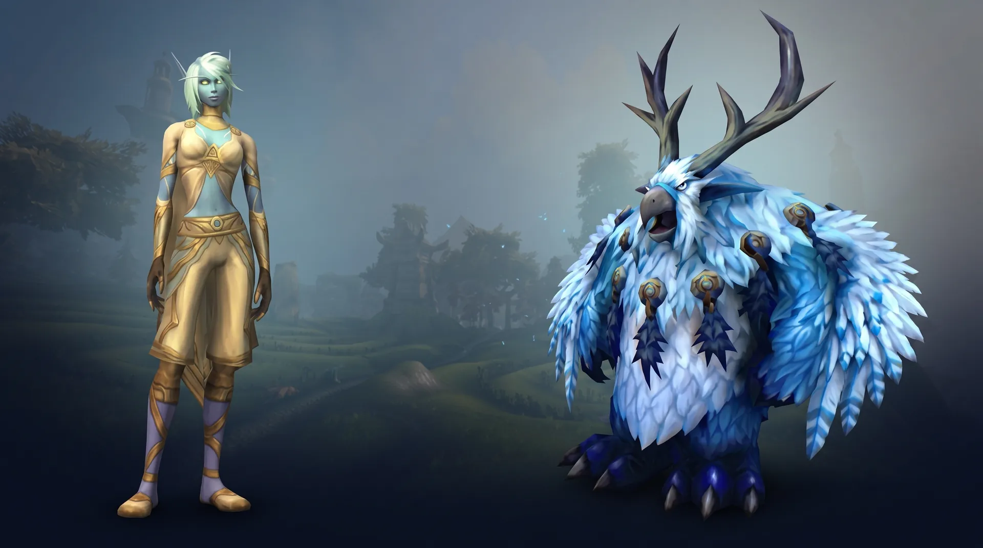 Skyborne character and the Moonkin druid form in WoW Forever